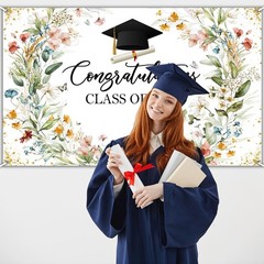 Wildflower Graduation Backdrop Watercolor Floral Class of 2026 Graduation Decora