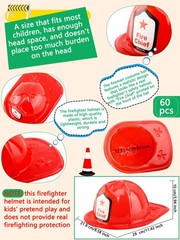 Restroma 60 Pack Children Firefighter Hat Bulk Fire Chief Helmet Plastic Fire…