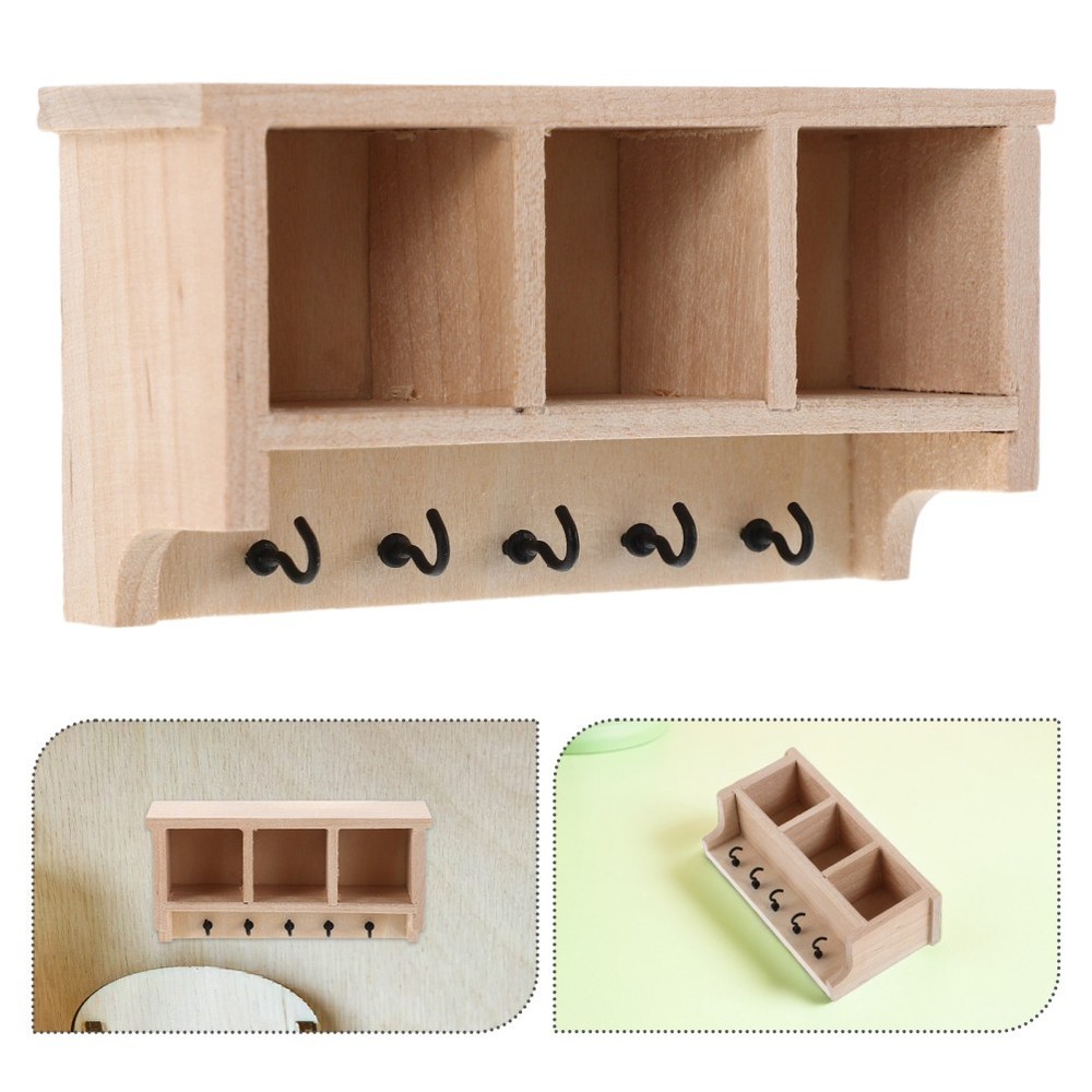 Miniature Kitchen Wall Shelf Dollhouse Mudroom Organizer Shelving Unit