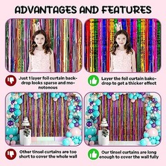 2 Pack 3.3×8.2 Feet Foil Fringe Backdrop 39.6″W x 98.4″L (Pack of 2) Rainbow