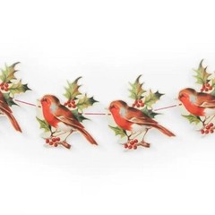 Robin And Holly Garland Victorian Style Festive Bunting Hanging Frieze Decor New
