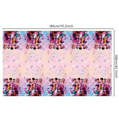 3PCS Waterproof Pink Cartoon Tablecloths – Demon Hunters Birthday Party Supplies