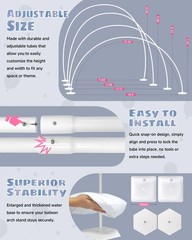 6IN1 Balloon Arch Stand Kit, 10.8ft Adjustable Balloon Column Stand with Base…