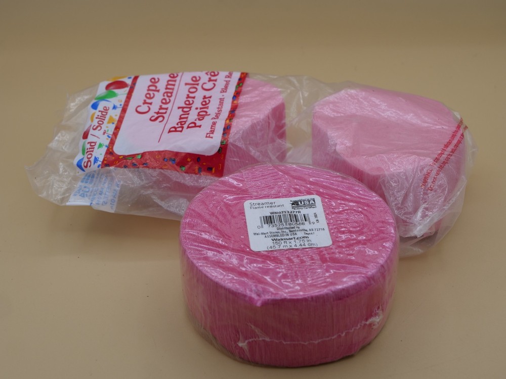 Crepe Paper Streamers 3 Pack Party Supplies Pink 1 150’x1.75″ & 2 70FT X 1.75″