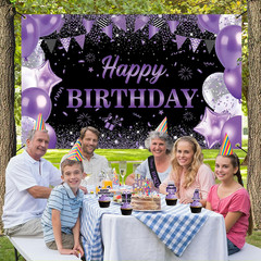 Purple Birthday Party Decorations Set | Happy Birthday Banner & Sash, Balloons P