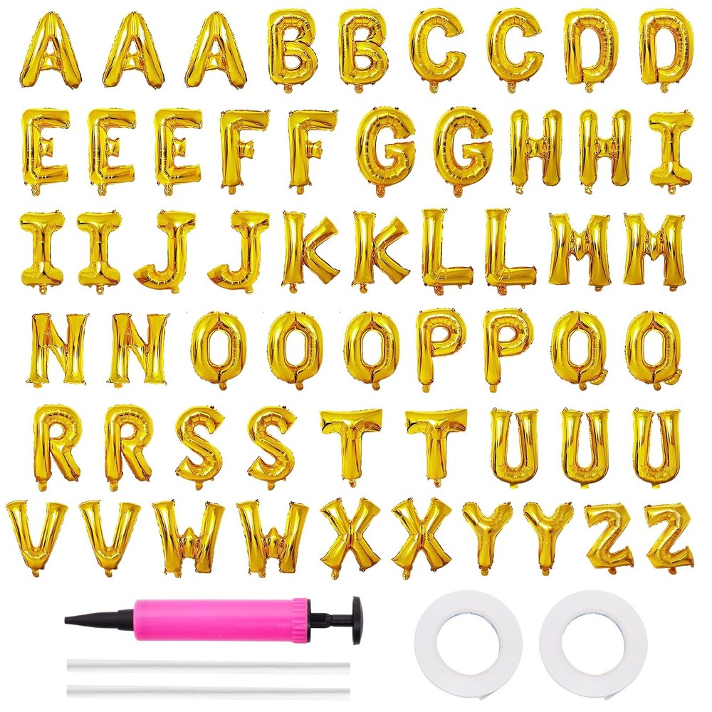 58 PCS Letter Balloons Alphabet Letters 2 Sets A- Z & 1 Sets AEIOU 16 Inch Fo…