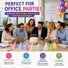 Pre-Assembled Party Hats for Kids, Birthday Hats for Kids & Adults