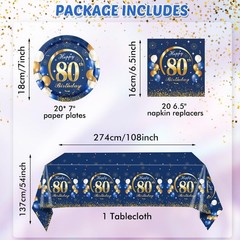 41PCS 80th birthday decorations Navy Blue and Gold 80th Birthday Party Favor …