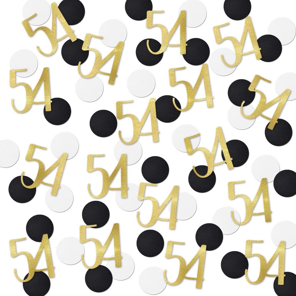 200 PCS Gold Glitter 54 Confetti 54th Birthday Number Anniversary Table Decor