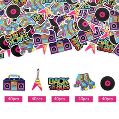 200 PCS I Love 80s Retro Confetti Back To 80s Birthday Party Decor Supplies