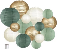 Paper Lanterns Decorative, Round Hanging Paper Lanterns Decorations for Rusti…