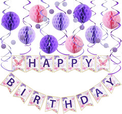 Blue Birthday Decorations Kit – 16-Piece Set with Pre-Strung Happy Birthday Bann