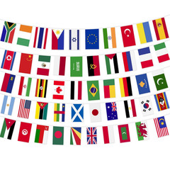 VELIFFCO 50 Different Countries Flags String 1 Pack, 50