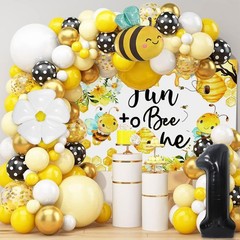 Fun to Bee One Backdrop First Bee Day Birthday Party Decorations Happy 1st Be…