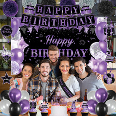 Purple Birthday Party Decorations Set | Happy Birthday Banner & Sash, Balloons P