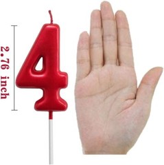 Red Birthday Candles 4 Candle 4th Four Years Cake Bady Roman Number 4,