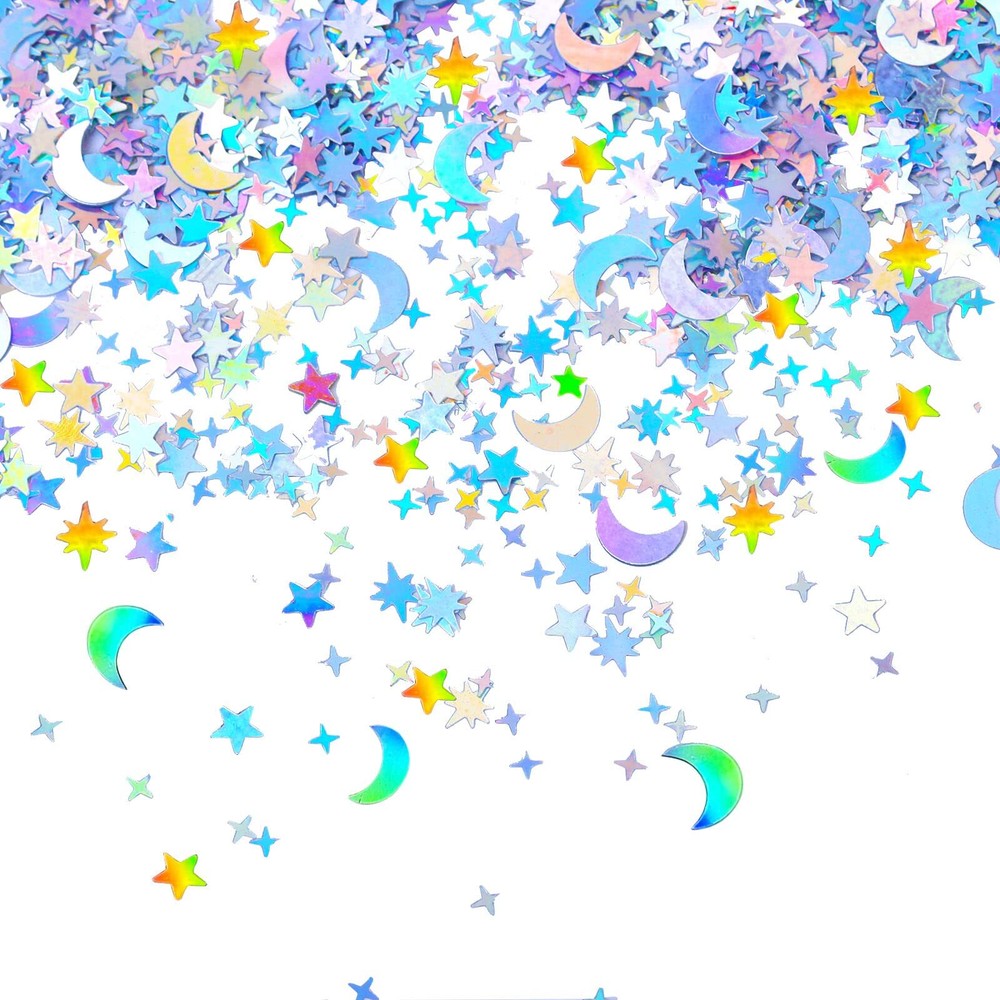 Holographic Star Moon Confetti Iridescent Glitter Foil for Party Decor
