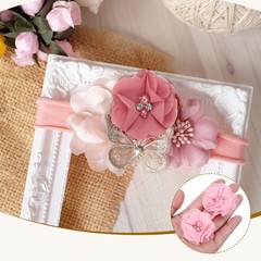 12Pcs 2″ Chiffon Flowers with Rhinestone Pearl Sewing Fabric Flowers Pink