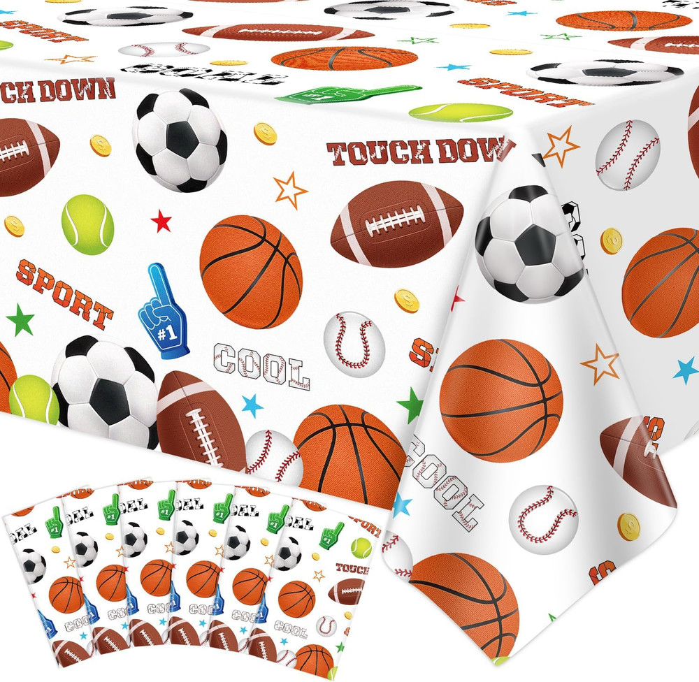 6 Pack Sports Tablecloth Sports Party Decorations Sport Theme Birthday Table Clo