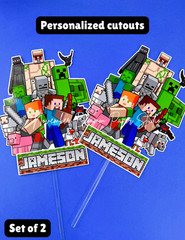 Minecraft Party supplies,Cutouts for DIY Centerpieces & Cake Toppers-SET OF 2