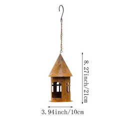 Rustic Metal Castle Candle Holder Hanging with Compact Size for Table and Shelf