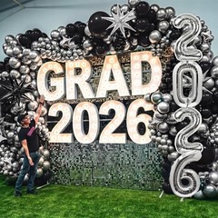 Black and Silver Balloon Arch Kit 2026 graduation Balloon Garland Numbers 202…
