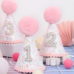 Pink 1st Birthday Hat – Confetti First Birthday Decor, Sprinkle Photo Prop