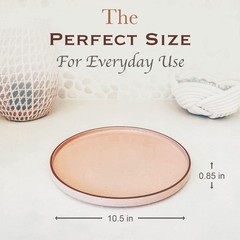 MORA Ceramic Flat Dinner Plates Set of 6, 10.5 in Large, Assorted Neutrals