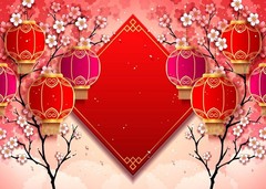 8X6Ft Polyester Chinese Asian New Year Theme Party Backdrop Chinese Spring F B27