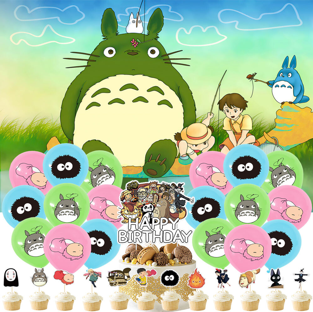 Totoro Party Decorations Set Balloons Cake Toppers Backdrop Banner Theme Party