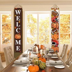 Fall Decorations Maple Leaves Pumpkin Welcome Porch Sign Door Banner Gift 12×71″