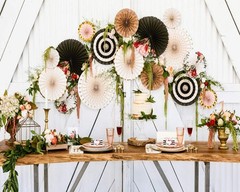 8 PCS Party Hanging Paper Fans Decoration Set Wedding Birthday Round Events