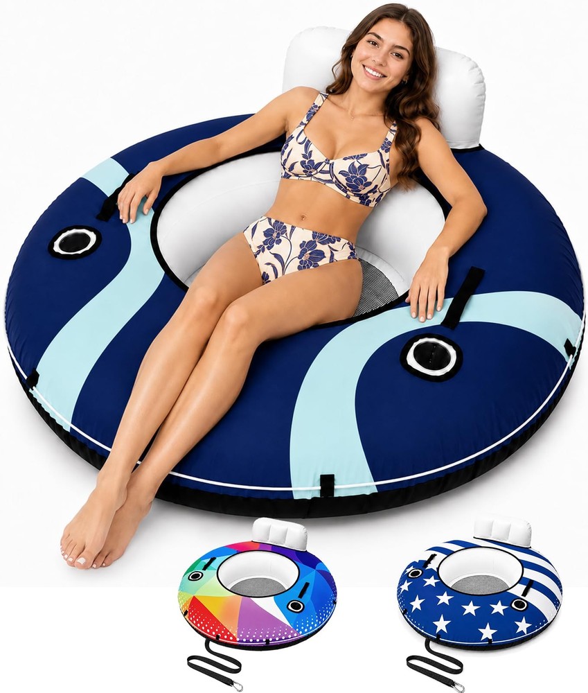River Tube, 53» River Float Tube with Premium Canvas Cover, Comfortable Back…