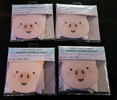 1st Birthday shaped ribbon ‘Pig’ Banner (4ct) 8.6ft x 6″ NEW cute!