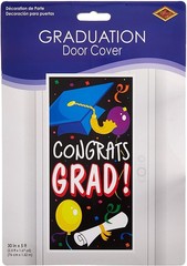 New Congrats Grad Multicolor Plastic Disposable Door Cover Decoration, 5ft