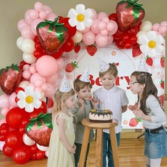 Strawberry Balloon Arch Garland Kit,172pcs Red Pink Balloons with Strawberry …