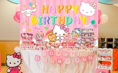 Hello Kitty Party Decorations Sanrio Cute Birthday Supplies for Girls Backdrop