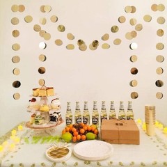 6 Pcs Glitter Champagne Gold Paper Circle Dots Garland (52 Feet) Party Hanging