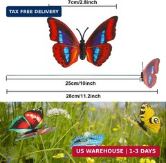 Augshy Butterfly Decorations, 75 Pcs Butterfly Stakes PVC Waterproof Decorative