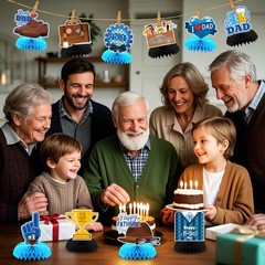 DTOFOOT 10 Pcs Father’s Day Decorations, Blue Double Sided Fathers Day Table …