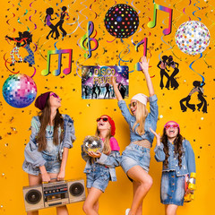 53 Pcs 70S Disco Birthday Party Decorations Retro Hanging Swirls Ceiling Sign