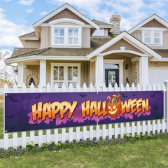 Happy Halloween Banner 120″ X 20″ Yard Signs Party Supplies Backdrop Pumpkins Ba