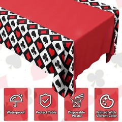 4 Pack Poker Tablecloth Casino Theme Party Tablecloth Las Vegas Table Cover P…
