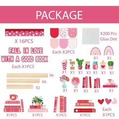 70 PCS Valentines Day Reading Bulletin Board Set Bookshelf Heart Borders