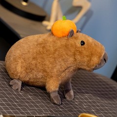 Cute Capybara Plush Toy with Mini Pumpkin Fall Stuffed Animal Decor Gift