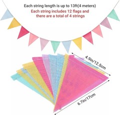 Pennant Banner Flags Pastel, 48Pcs Colorful Triangle Bunting Flags for Party,…