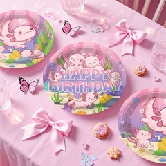 Axolotl Birthday Decorations Set for Girls