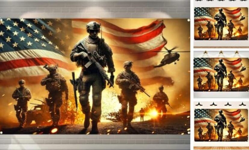Patriotic Soldier Backdrop Banner 71 x 43 Inch 4th of July Veterans Day
