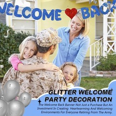 Fulmoon Pre Strung Welcome Back Glitter 13.12 ft x 6.3 inches, Blue, red