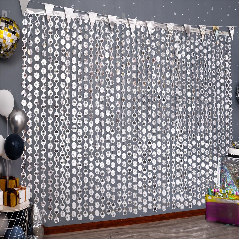 MENSTARSI Disco Party Decorations, 4 Pack 13.2 x 6.6 ft (4 PACK), Silver